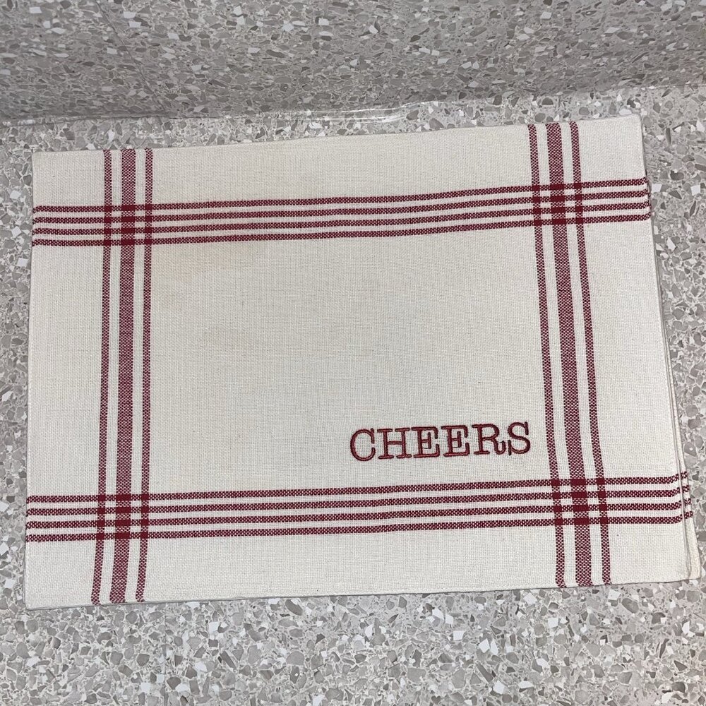 St Nicholas Square Christmas Placemats Red White Lot of 4 Unique Sayings Cotton - Picture 6 of 14